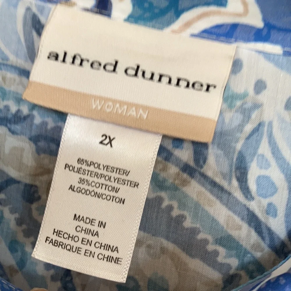 3/$45 Alfred Dunner top abstract floral paisley like print button down shirt 2X - Picture 11 of 17